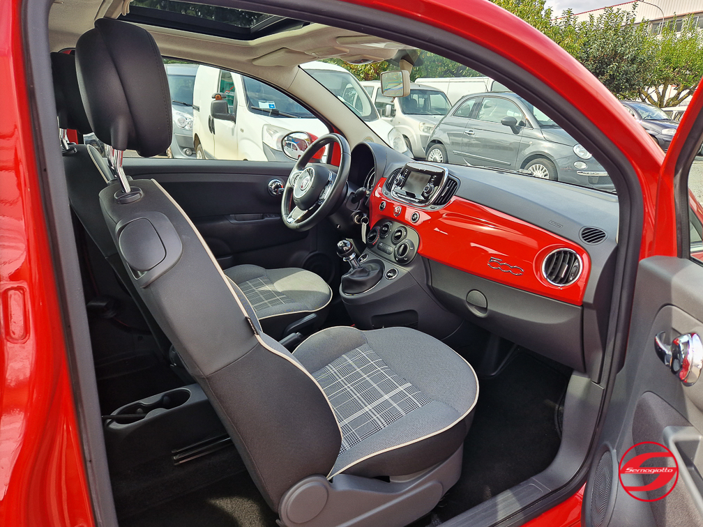 Fiat 500 1.2 69cv Lounge | Tetto apribile | Rosso Corallo