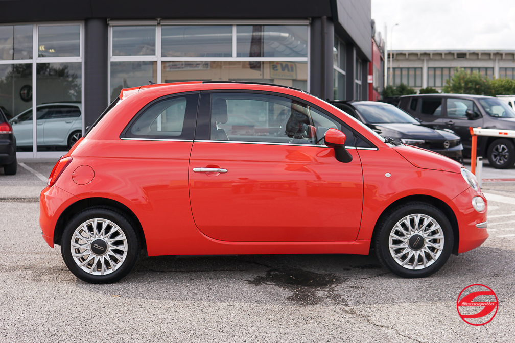 Fiat 500 1.2 69cv Lounge | Tetto apribile | Rosso Corallo